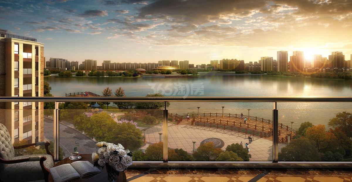 上实海上海项目湖景半鸟瞰效果图