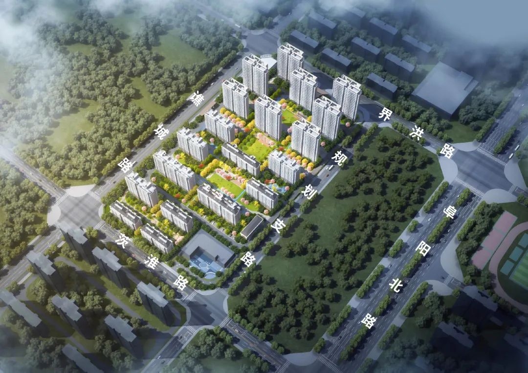 城建琥珀春树里鸟瞰图